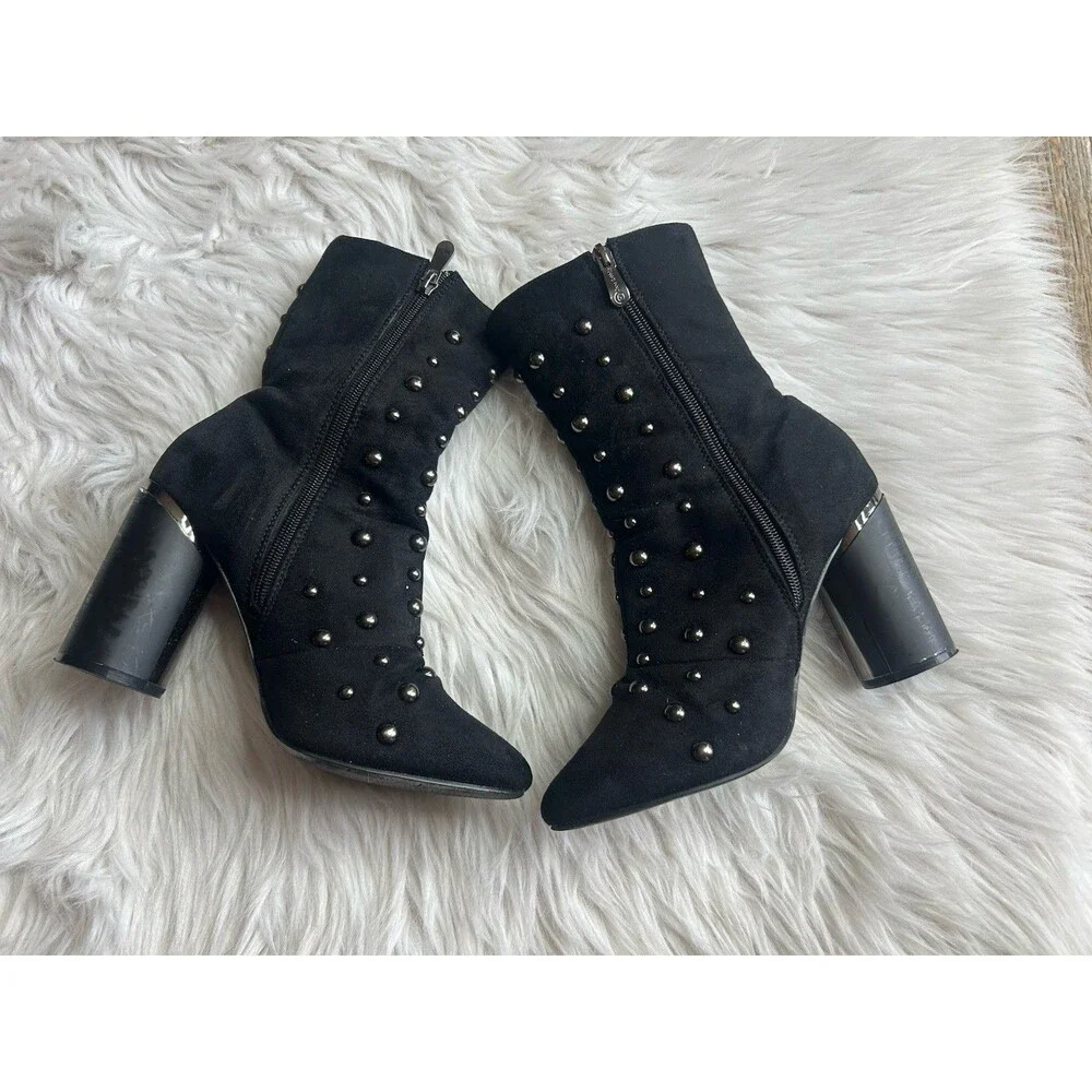 Cape Robbin Women's Size 8.5 Black Studded Heel Boots Booties Dark Academia